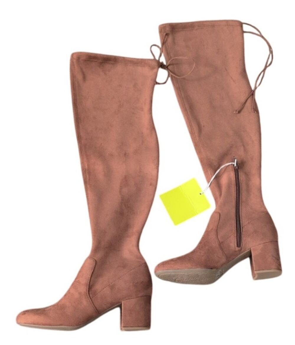 Gianni Bini Laredo Piazza Over-the-Knee Block Heel Boots Taupe Sz 9 NWT
